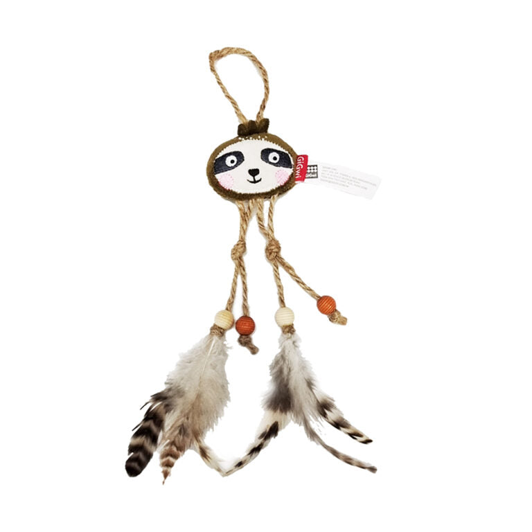 GiGwi Sloth Catch & Scratch Eco line with Slivervine Leaves and Natural Feather