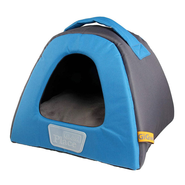Gigwi Place Pet House Canvas, Plush, TPR Blue & Gray