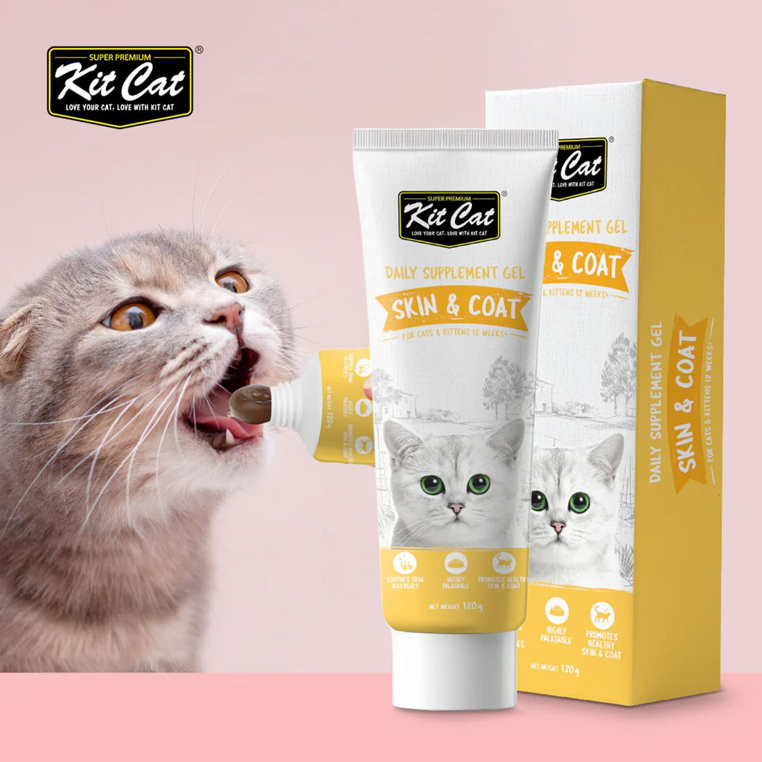 Kit Cat Daily Nutritional Supplement Gel For Cats & Kittens – Skin & Coat (120g)