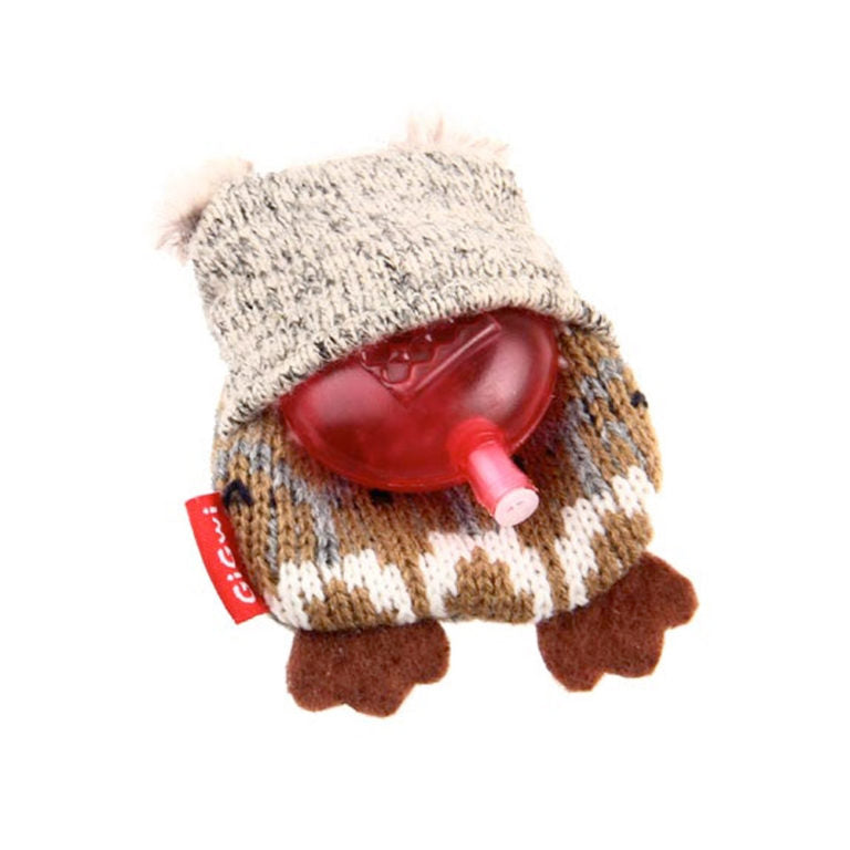 GiGwi Owl “Plush Friendz” Grey/Brown with refillable squeaker