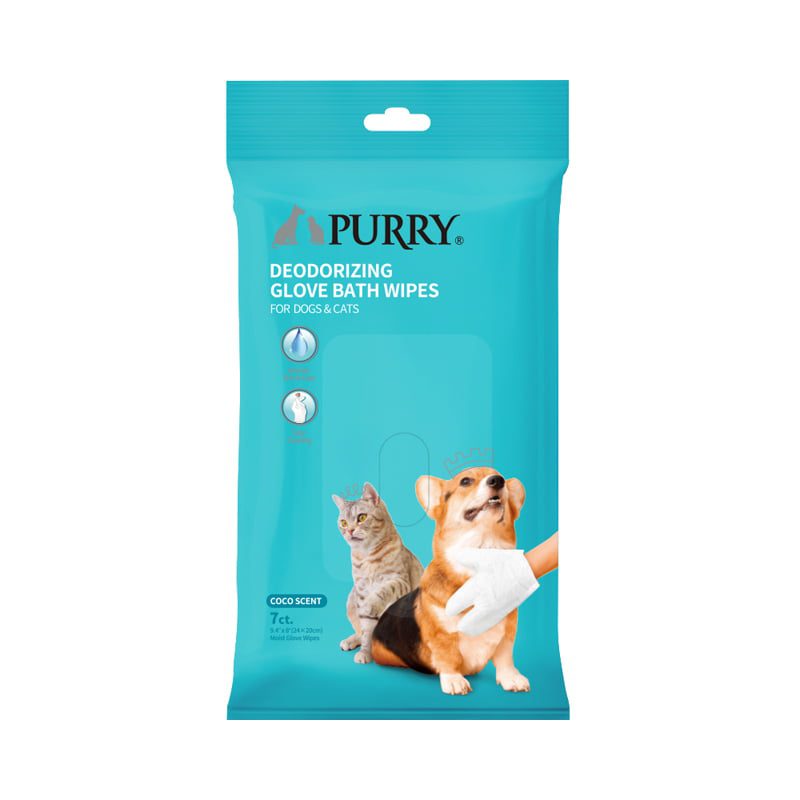 Purry Deodorizing Glove Bath Wipes For Dogs And Cats Coco Scent