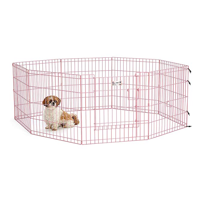 MidWest Pink Exercise Pen with Door 24″