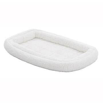 MidWest Quiet Time Deluxe Fleece Double Bolster Bed White