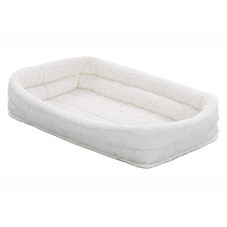 MidWest Quiet Time Deluxe Fleece Double Bolster Bed White