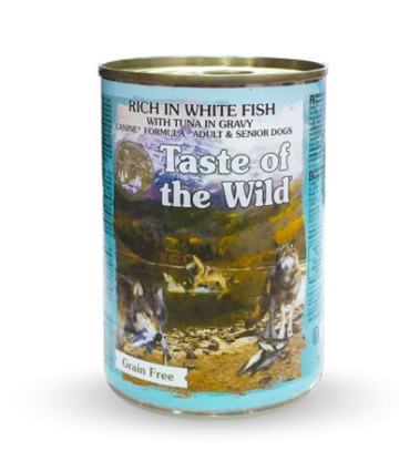 Taste of the Wild Rich in White Fish with Tuna in Gravy for Adult and Senior Dogs – 390g