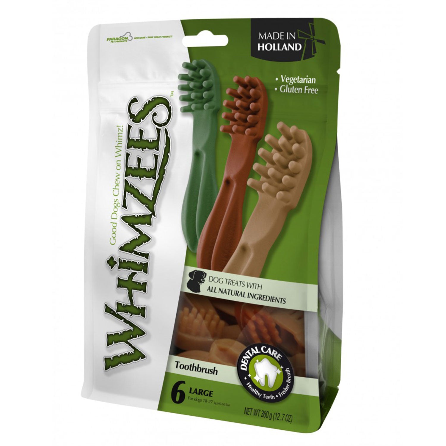 Whimzees Toothbrush Star Large Mix Brown / Green / Orange (6pc)