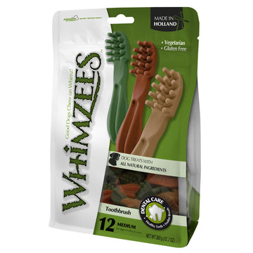 Whimzees Toothbrush Star Medium Mix Brown / Green / Orange (12pcs)