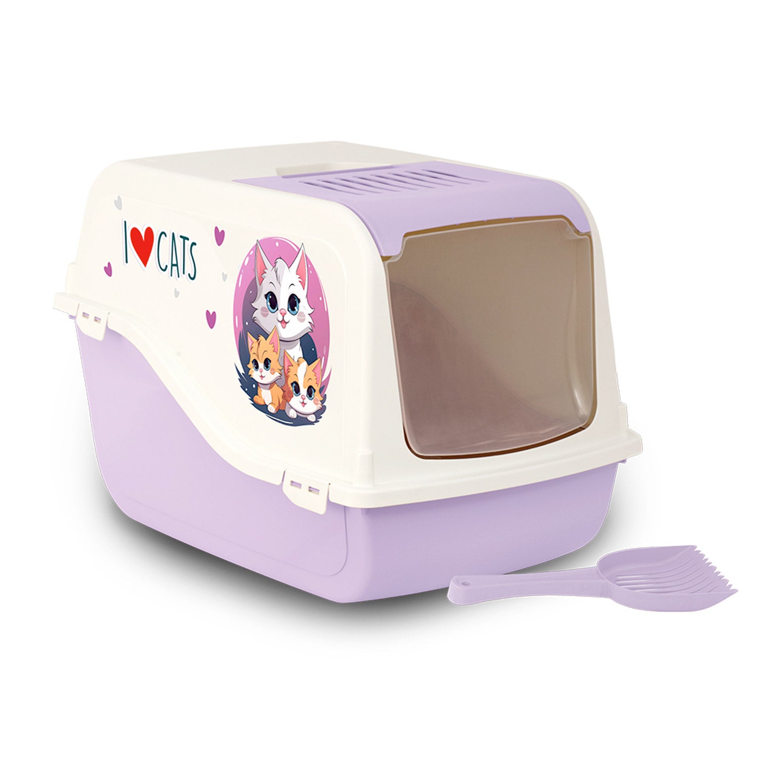 Bergamo Cat Litter Box ARIEL(TOP FREE) with Cat Clipart