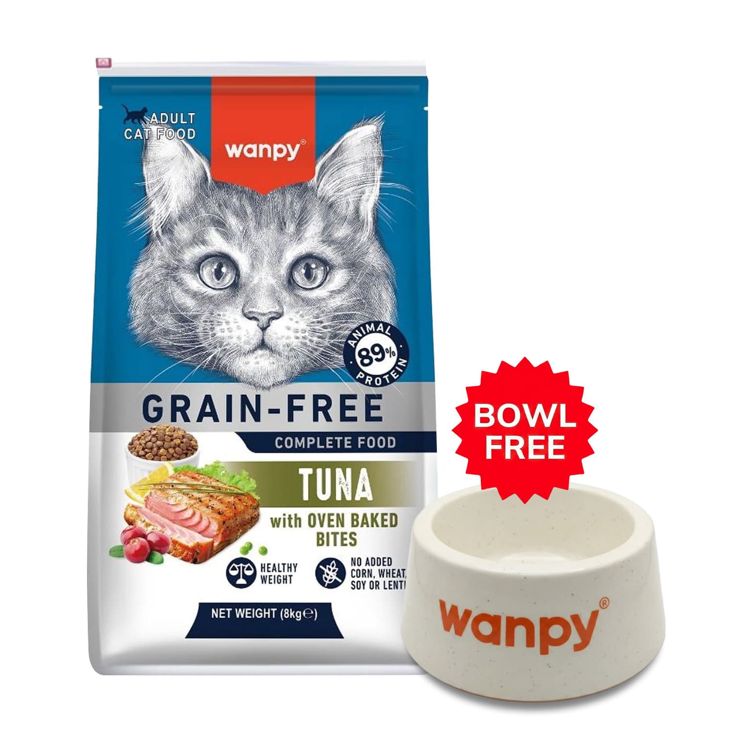 Wanpy Grain Free Complete Food for Adult Cat – Tuna Recipe 8 kg