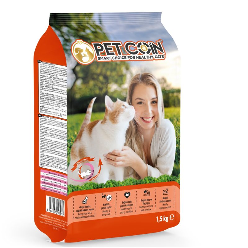 Pet Coin Adult Cat Gourmet Chicken, Salmon & Lamb 1.5Kg
