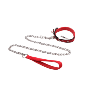 For Pet Dog Lead Chain With Pu Handle & Collar - Large (Mixed Colors)
