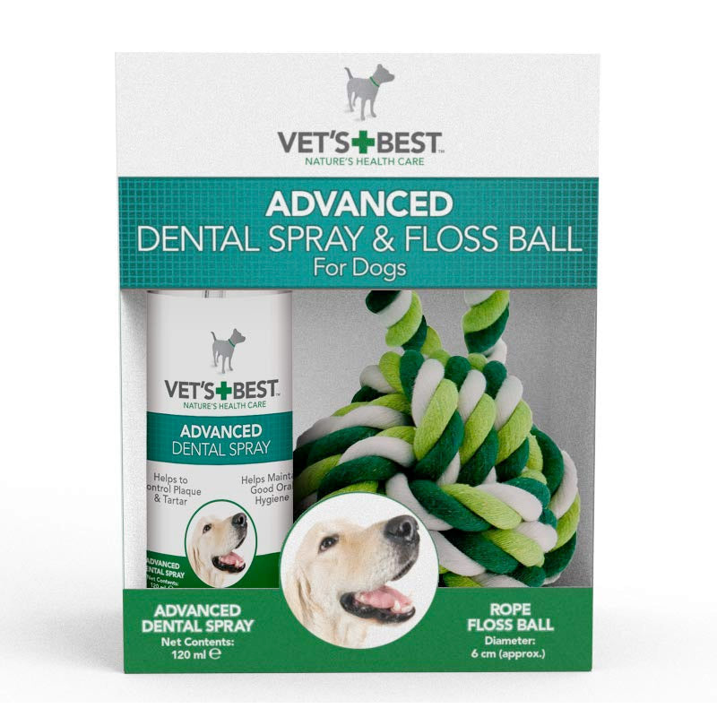 Vet's Best Advanced Dental Spray & Floss Ball for Dogs 120ml