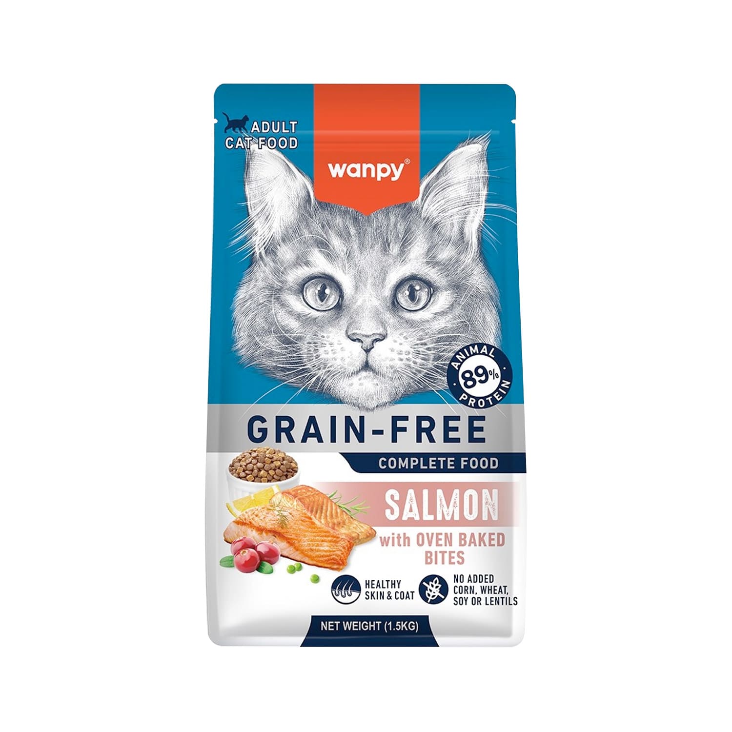 Wanpy Grain Free Complete Food for Adult Cat – Salmon Recipe 1.5 kg