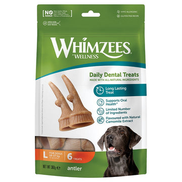 WHIMZEES Occupy Antler Natural Dental Chews for Dogs – Large (6pc)
