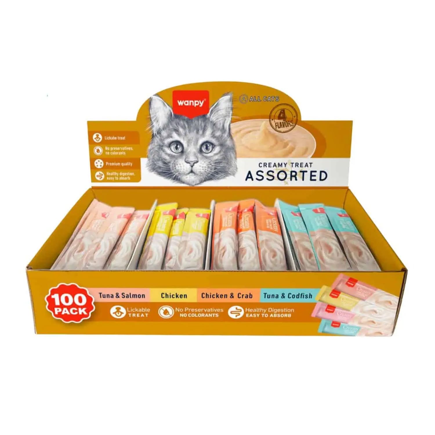 Wanpy Creamy Treat Assorted – Mix Flavor 100pc (1400g)