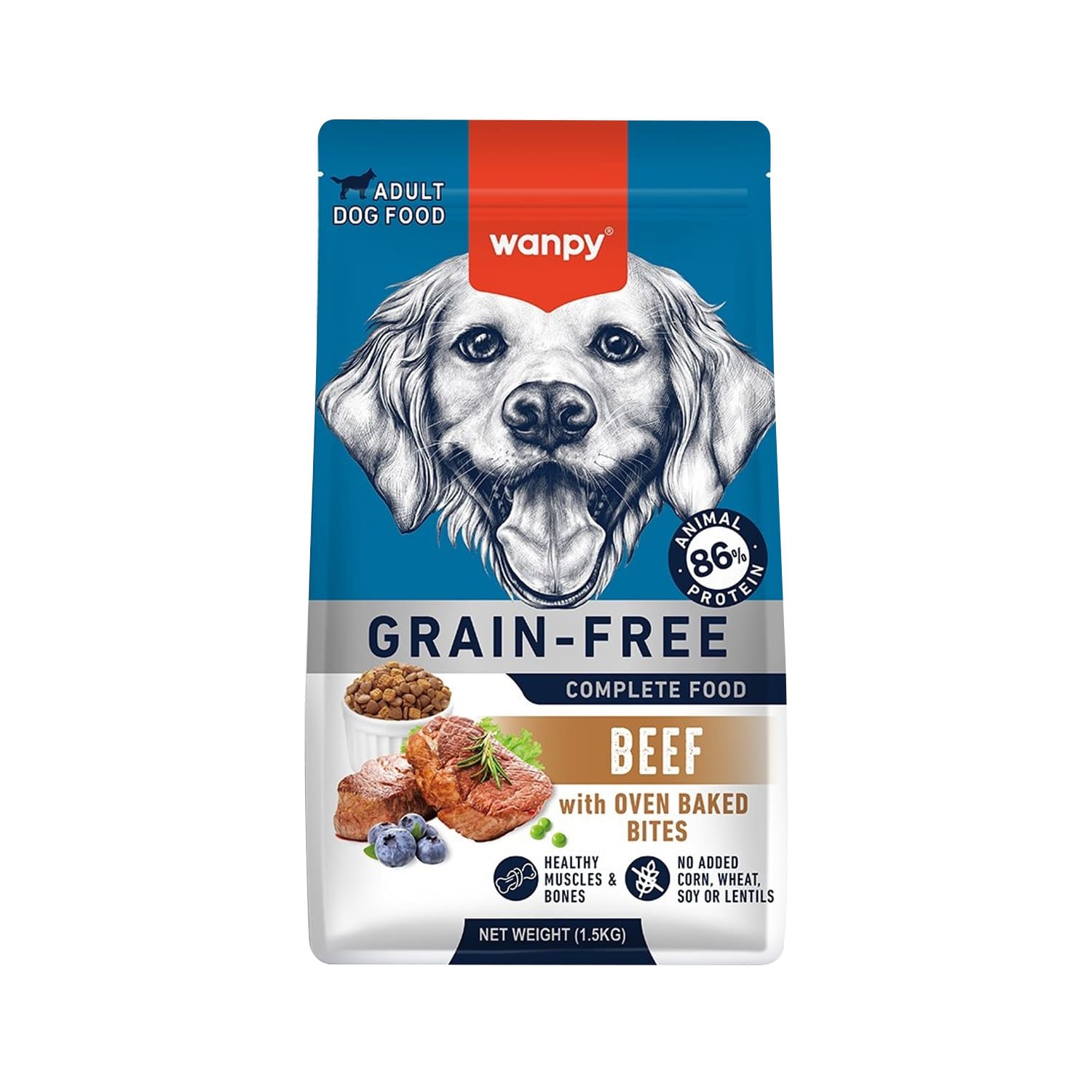 Wanpy Grain Free Complete Food for Adult Dog – Beef Recipe 1.5 kg