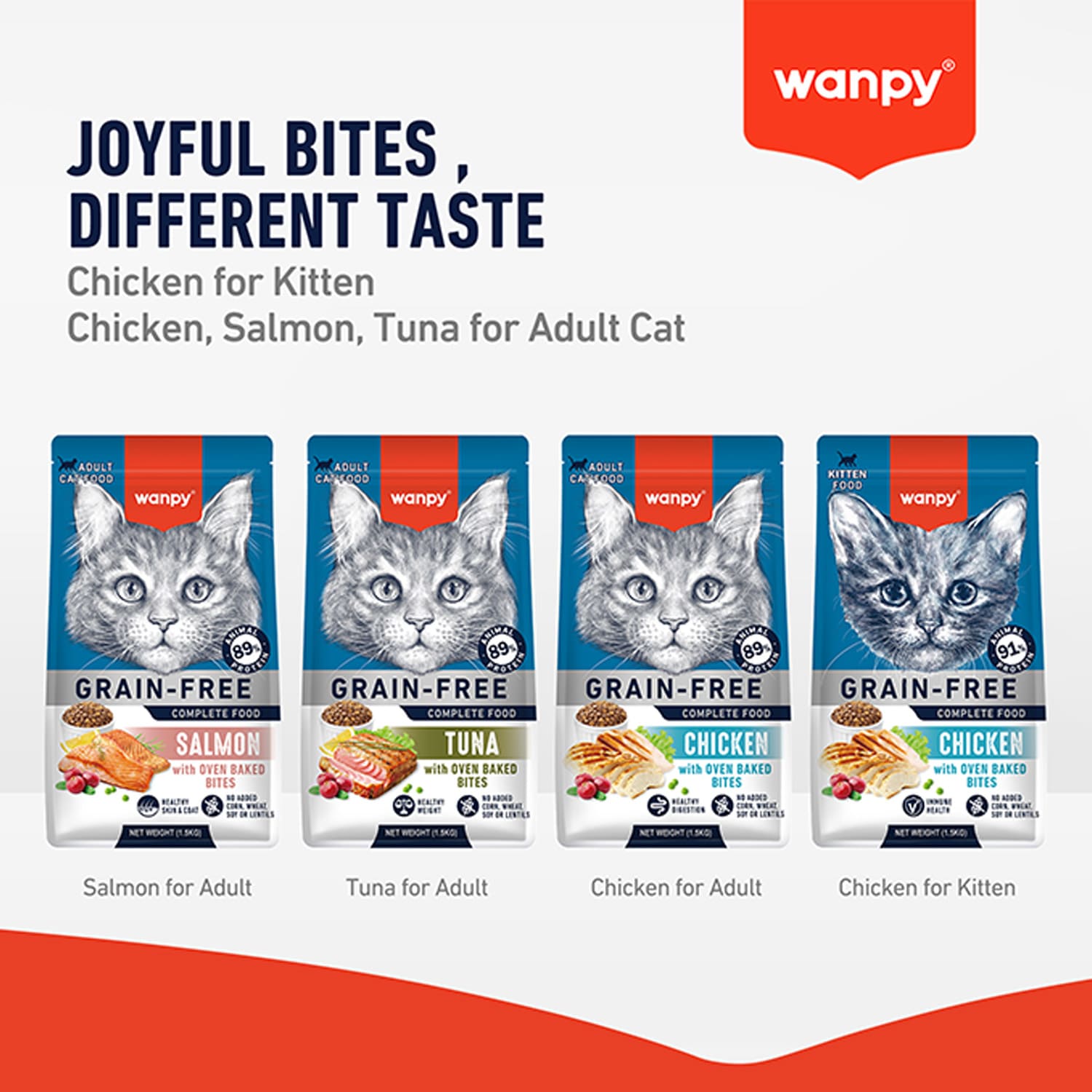 Wanpy Grain Free Complete Food for Adult Cat – Tuna Recipe 1.5 kg