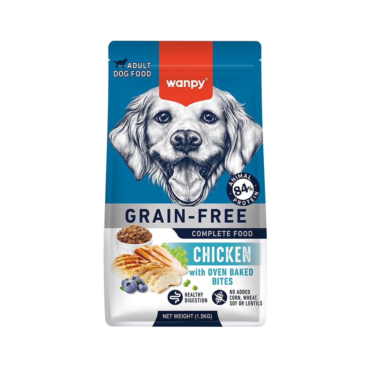 Wanpy Grain Free Complete Food for Adult Dog – Chicken Recipe 1.5 kg