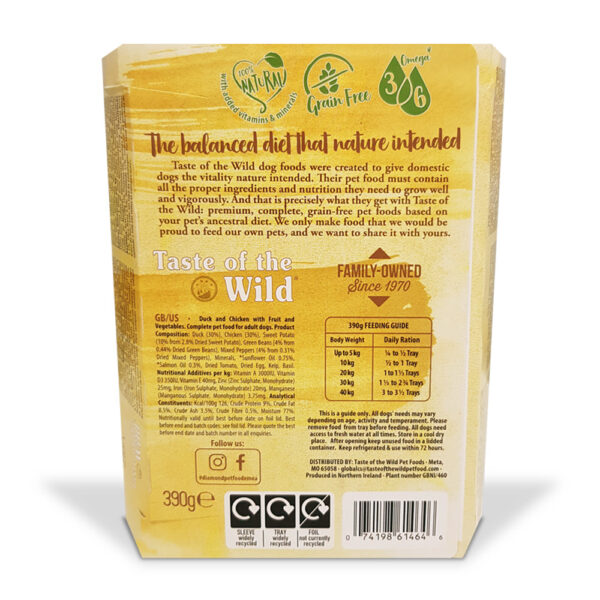 Taste of the Wild: Wet Food DUCK Fruit & Veg Tray