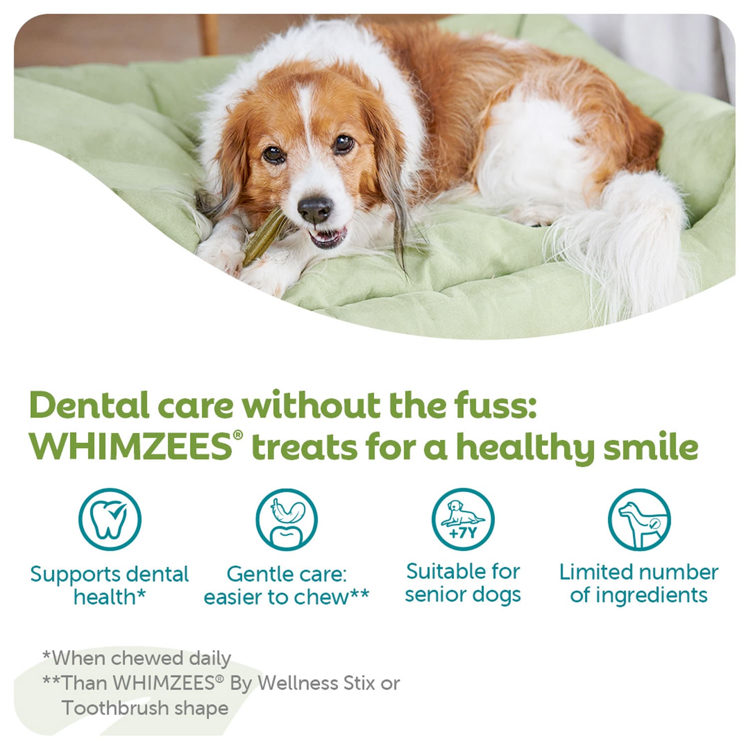 Whimzees Soft Daily Dental Dog Treats Value Bag – Medium (14 pcs)
