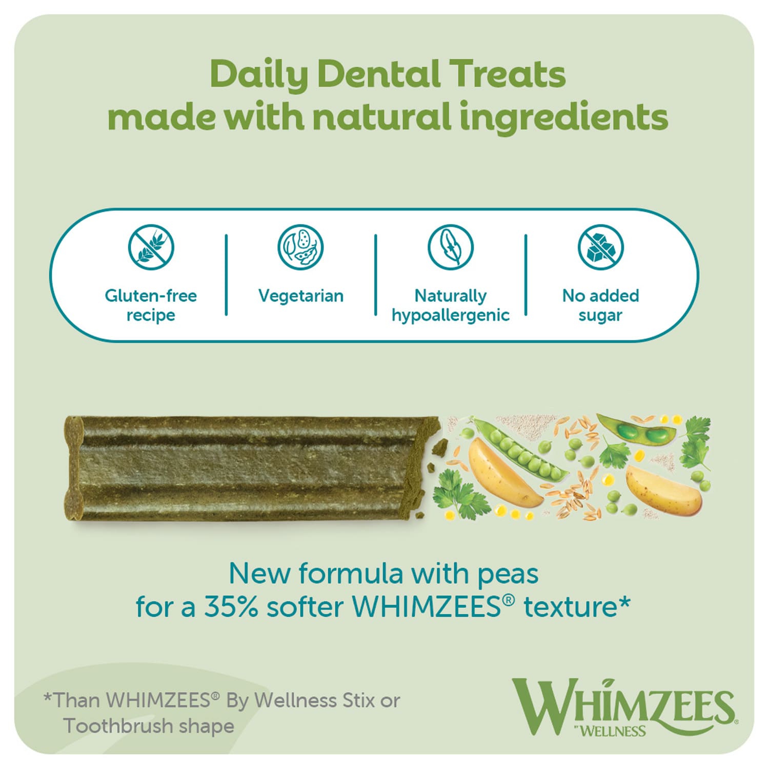 Whimzees Soft Daily Dental Dog Treats Value Bag – Medium (14 pcs)