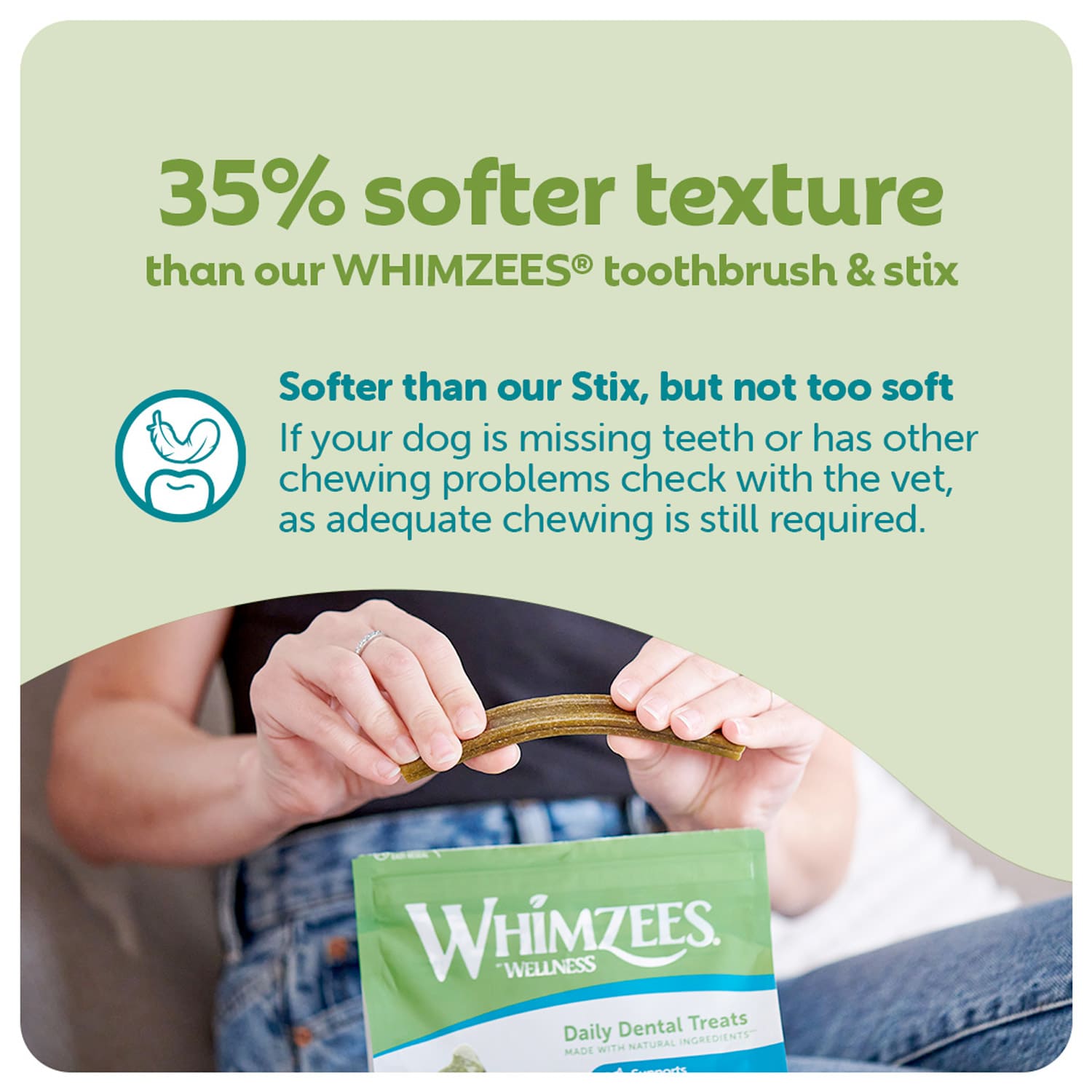 Whimzees Soft Daily Dental Dog Treats Value Bag – X Small (56 pcs)