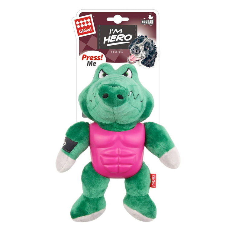 GiGwi Im Hero Armor Alligator TPR / Plush with Squeaker Dog Toy