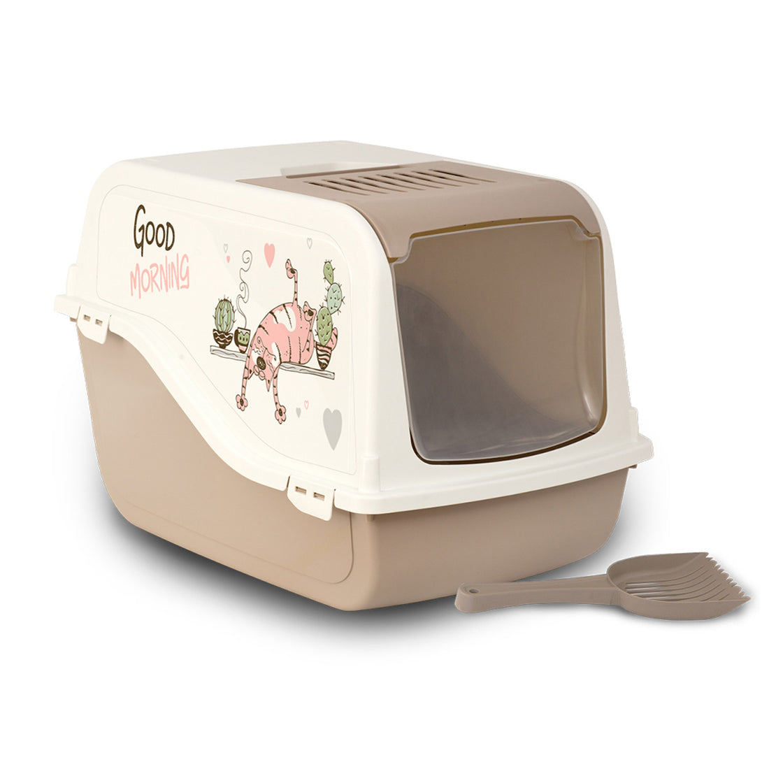 Bergamo Cat Litter Box ARIEL(TOP FREE) with Cat Clipart