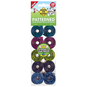 Bags on Boards Patterned Dog poop Pickup Bags (14 bags x 10 Rolls)