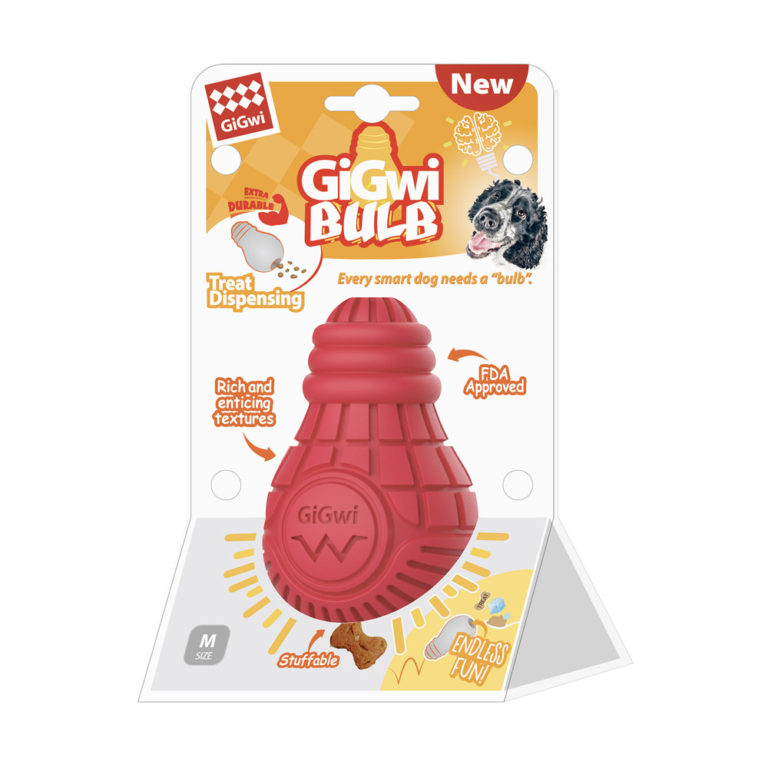 GiGwi Red Bulb Dispensing Treat Dog Toy – Medium