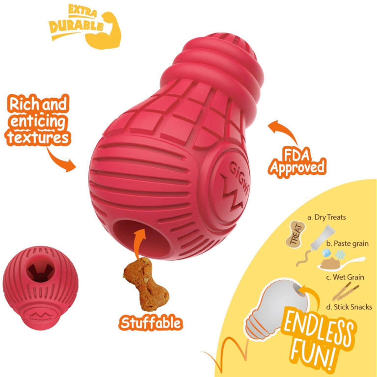 GiGwi Red Bulb Dispensing Treat Dog Toy – Medium