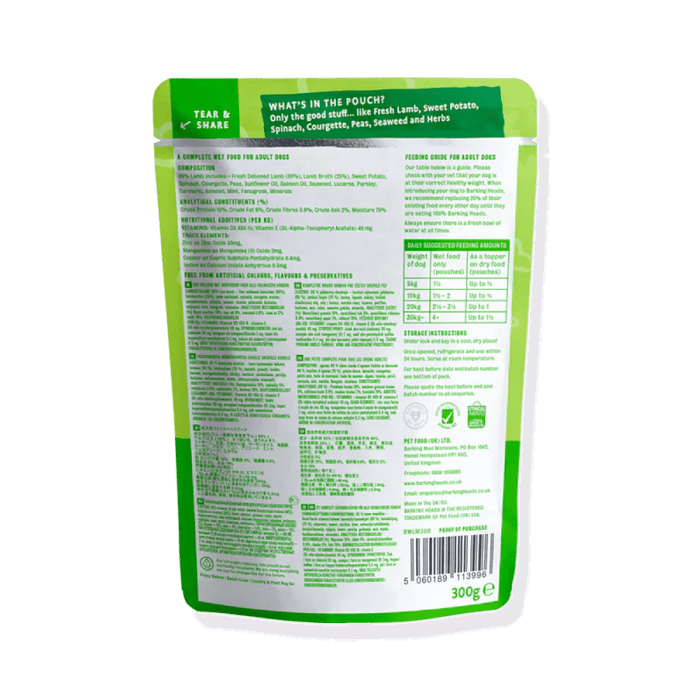 Barking Heads Chop Lickin' Lamb Adult Wet Dog Food 300g