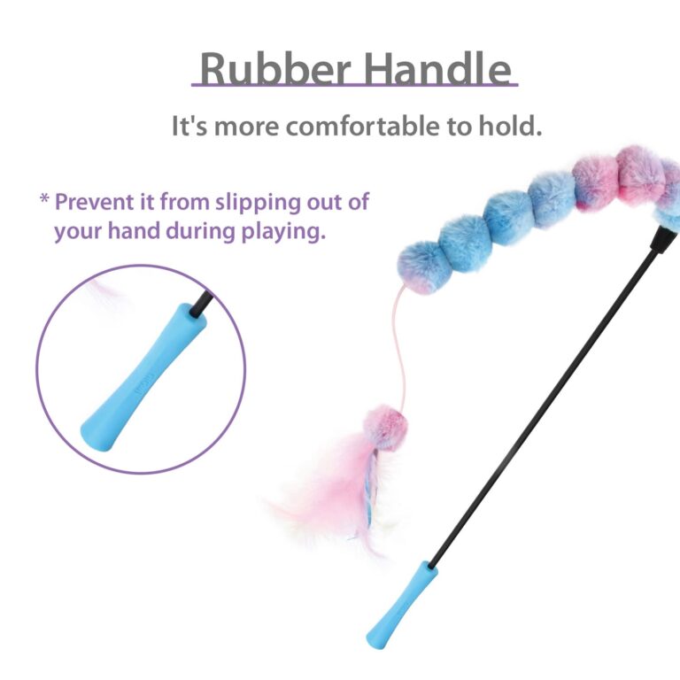 GiGwi Catwand Feather Teaser with natural feather, plush tail and TPR handle