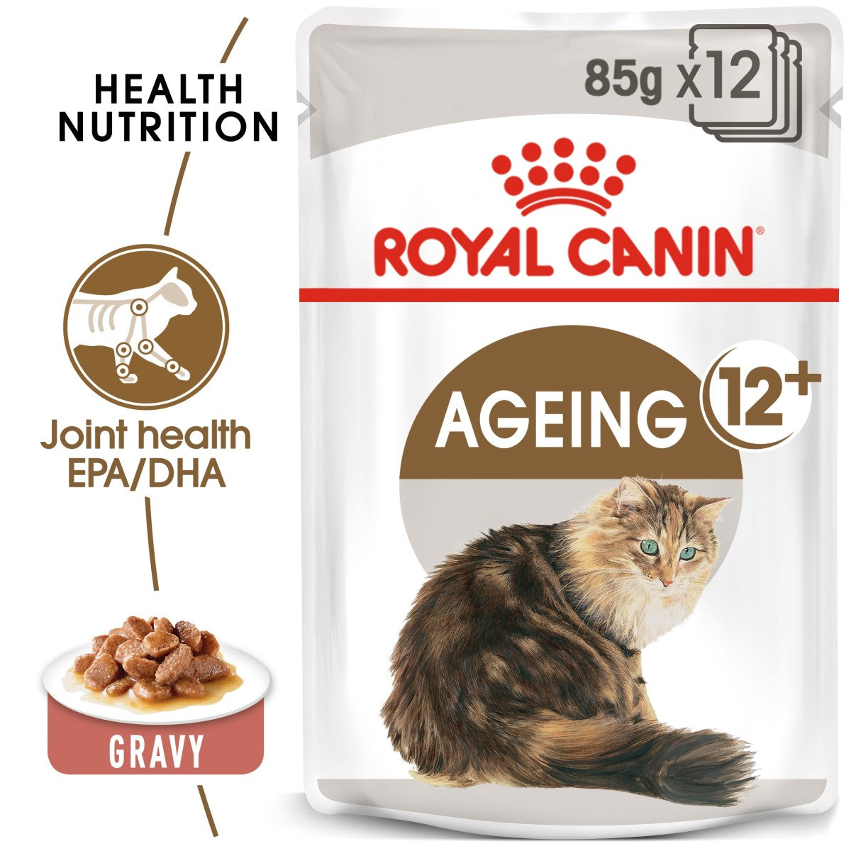 Royal Canin Feline Health Nutrition Ageing 12+ Gravy (Wet Food - Pouches) 12 x 85 g