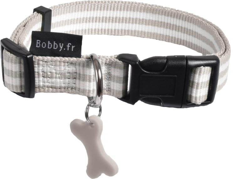 Bobby Collar Stripe Taupe Small