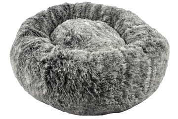 Bobby Donut Furry Pet Bed Bicolour Black, Small