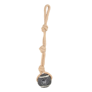afp Dog Tennis Ball Rope Toy Single Grey