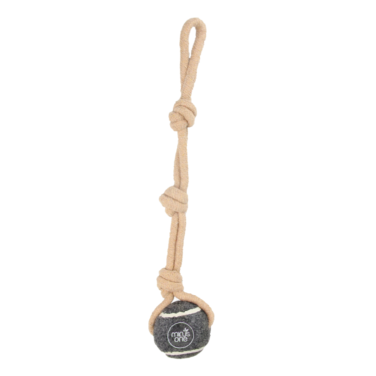 afp Dog Tennis Ball Rope Toy Single Grey