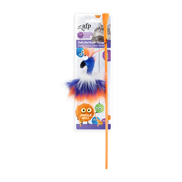 afp Furry Ball Fluffy Bird Wand Orange