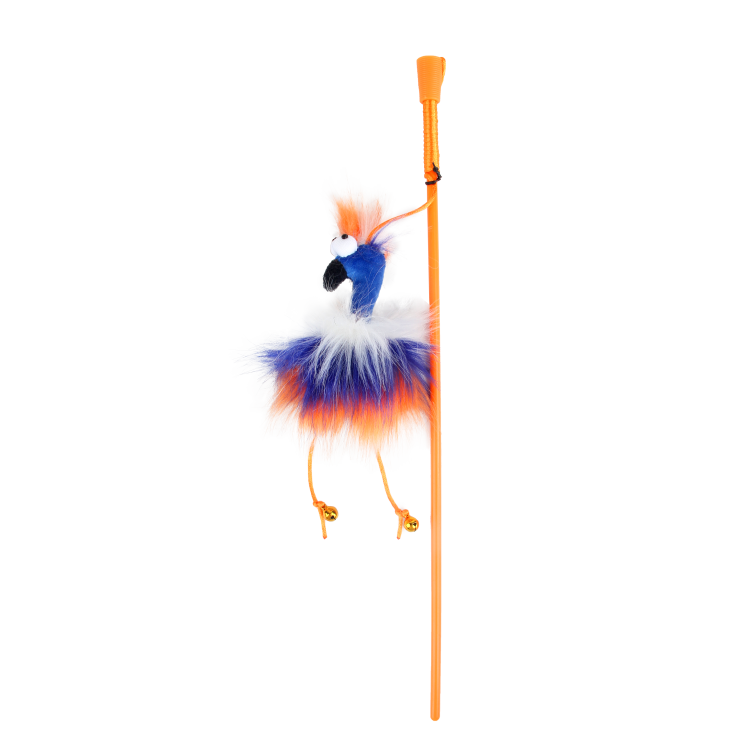 afp Furry Ball Fluffy Bird Wand Orange