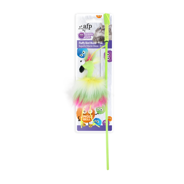 afp Furry Ball Fluffy Bird Wand Pink