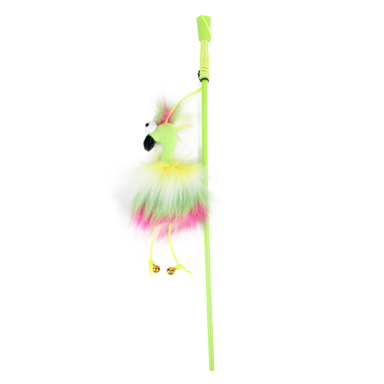 afp Furry Ball Fluffy Bird Wand Pink