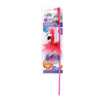 afp Furry Ball Fluffy Bird Wand Red