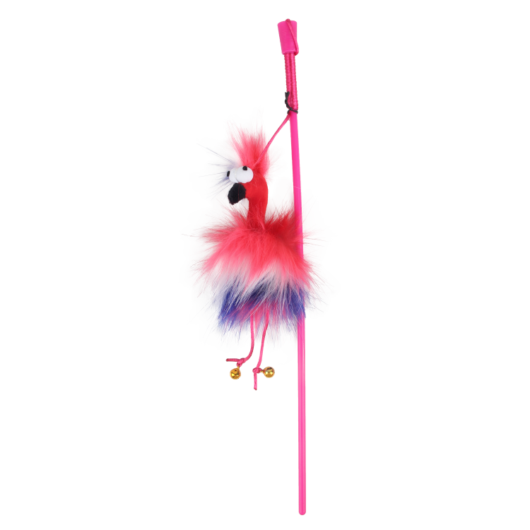afp Furry Ball Fluffy Bird Wand Red