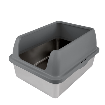 afp Go Fresh Enclosed Stainless Steel Cat Litter Box Grey