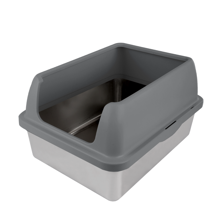 afp Go Fresh Enclosed Stainless Steel Cat Litter Box Grey