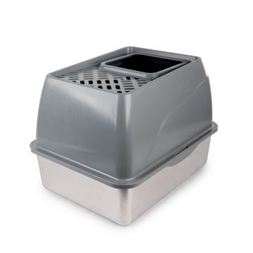 afp Go Fresh Stainless Steel No Mess Cat Litter Box Grey