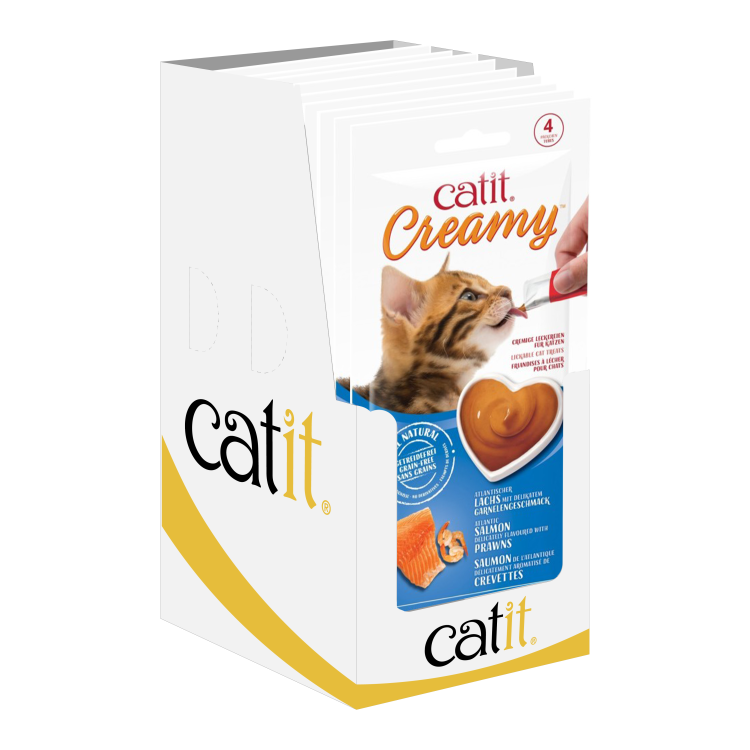 Catit Creamy Lickable Treats,Salmon & Prawns, 12pk/box