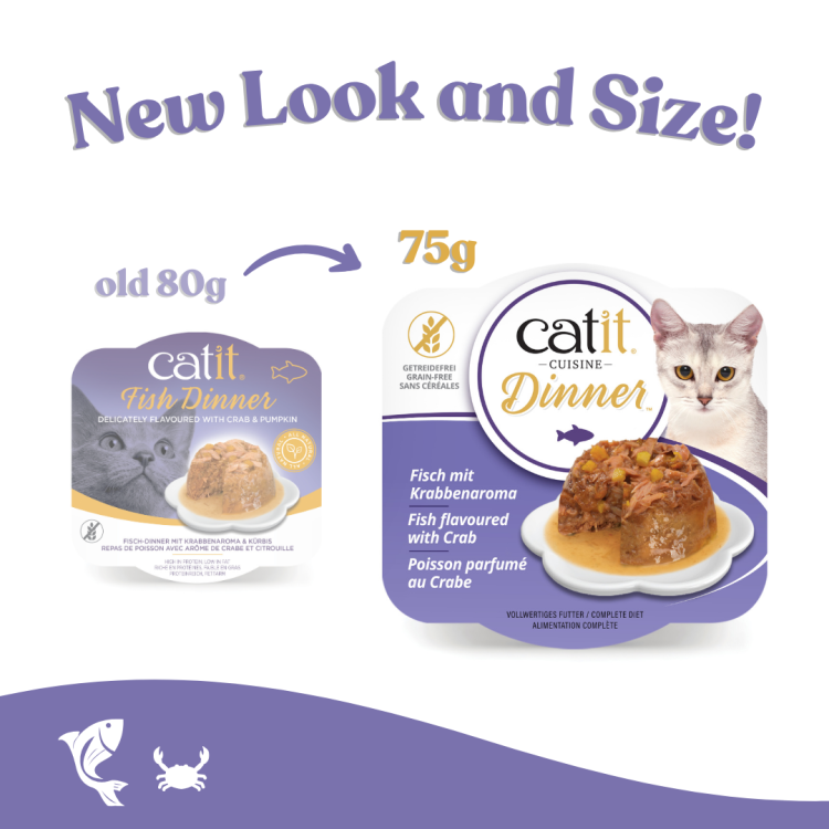 Catit Fish Dinner, Crab Flavour & Pumpkin 75 g, 6 pcs/box