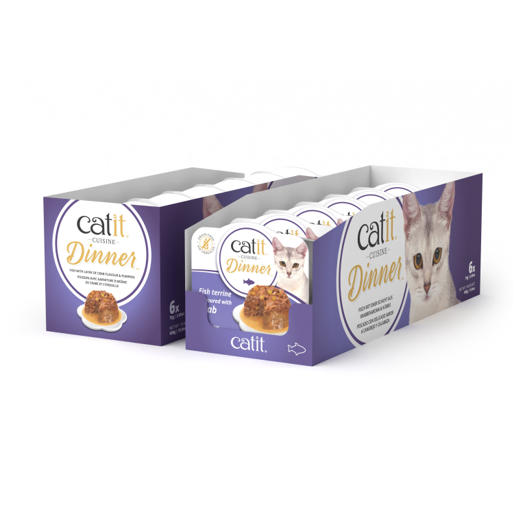 Catit Fish Dinner, Crab Flavour & Pumpkin 75 g, 6 pcs/box